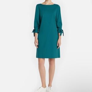 Lafayette 148 New York Green Sheath Dress with Cuffed Sleeves
